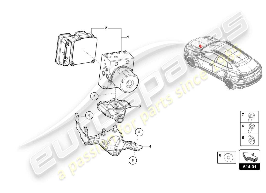 Lamborghini Urus (2021) ABS UNIT WITH CONTROL UNIT Part Diagram