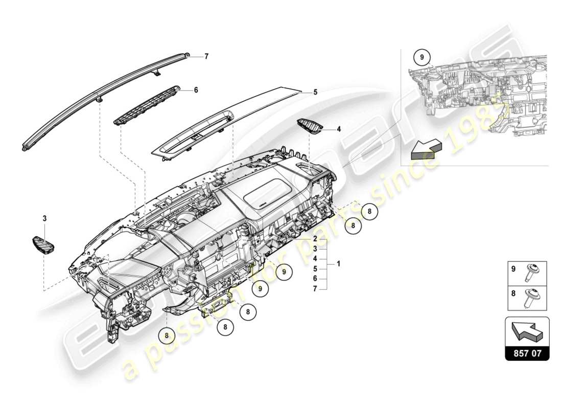 Lamborghini Urus (2021) INSTRUMENT PANEL Part Diagram