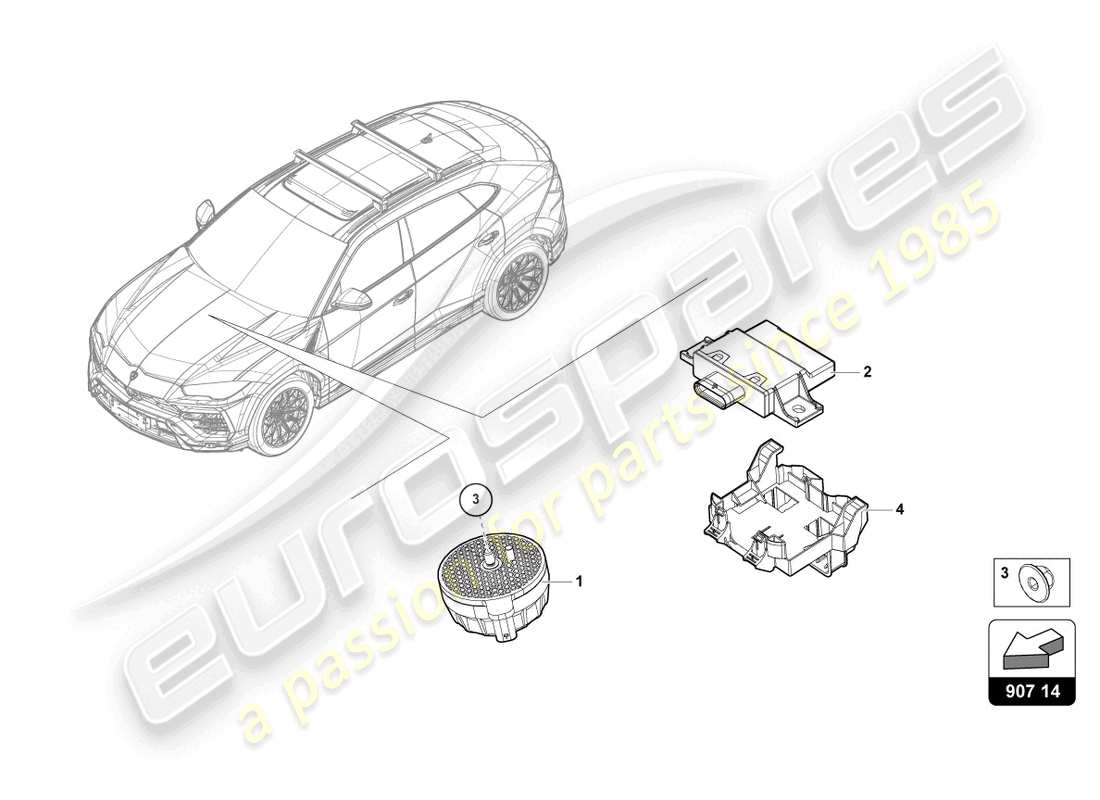 Lamborghini Urus (2021) ELECTRICAL PARTS FOR ENGINE NOISE PRODUCTION Part Diagram