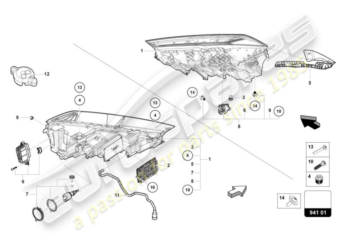 Lamborghini Urus (2021) LED HEADLIGHT Part Diagram