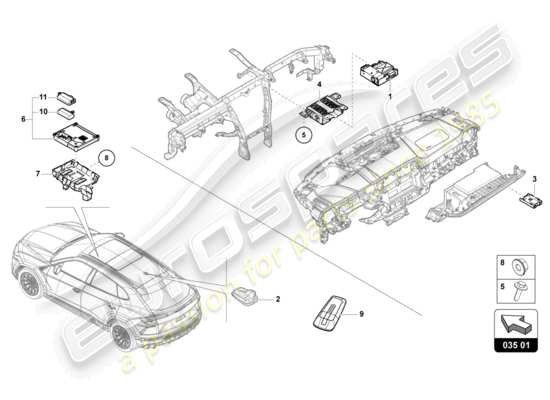 a part diagram from the Lamborghini Urus parts catalogue