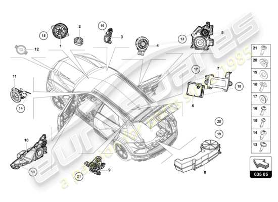 a part diagram from the Lamborghini Urus parts catalogue