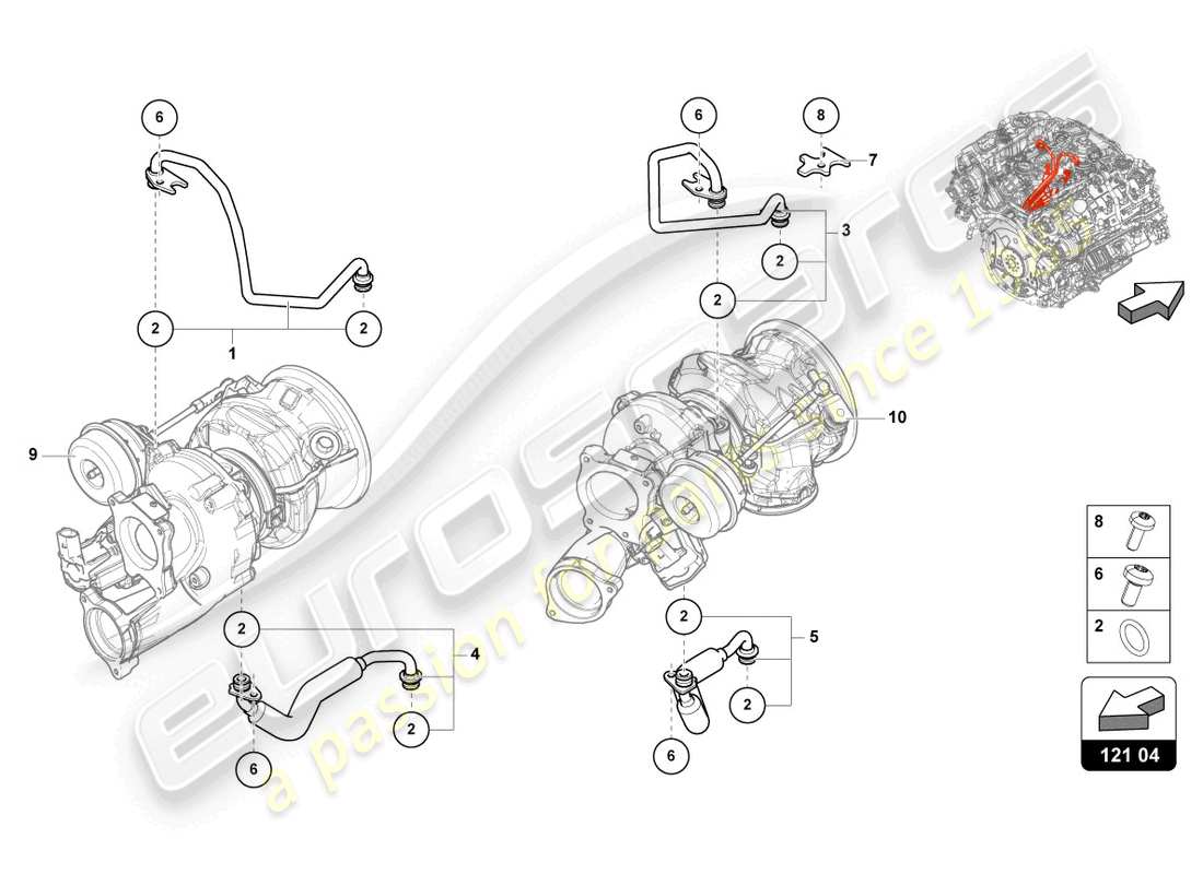 Lamborghini Urus (2019) COOLANT Cooling System FOR TURBOCHARGER 4.0 LTR. Part Diagram