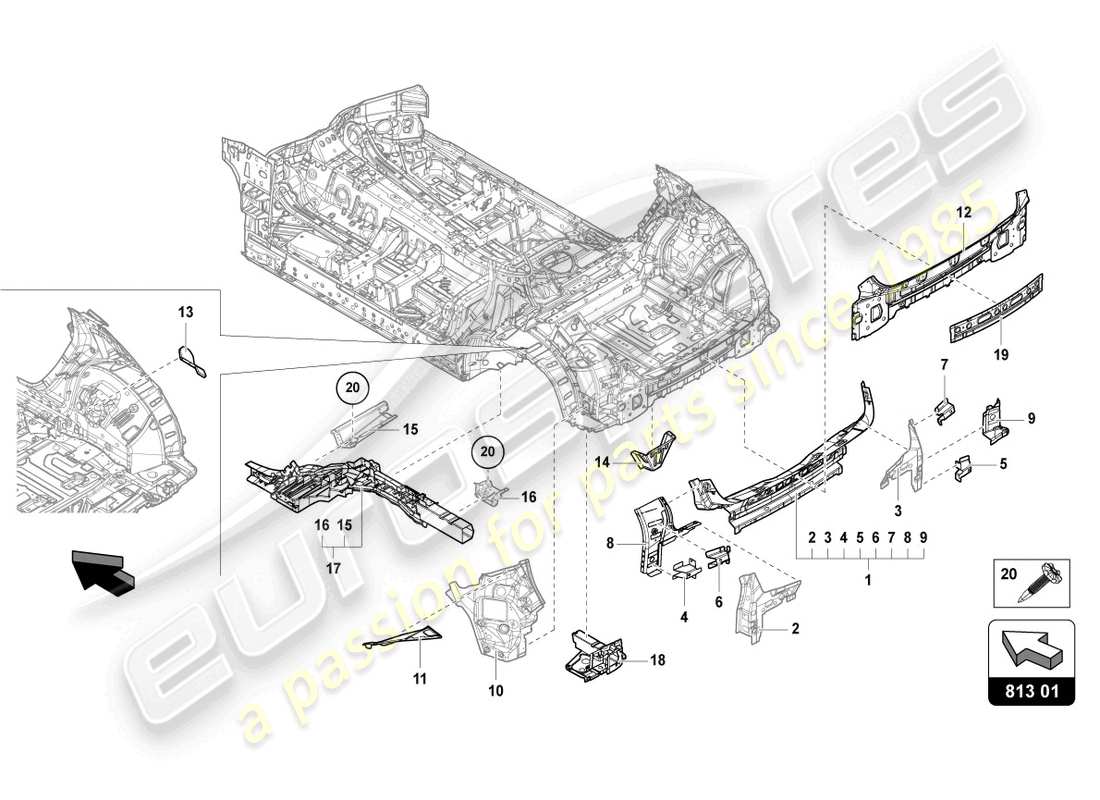 Lamborghini Urus (2019) UNDERBODY REAR Part Diagram