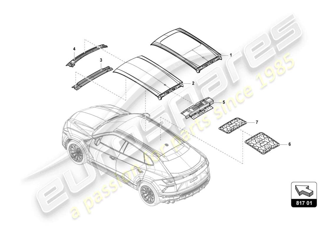 Lamborghini Urus (2019) ROOF FRAME-OUTER PANEL Part Diagram