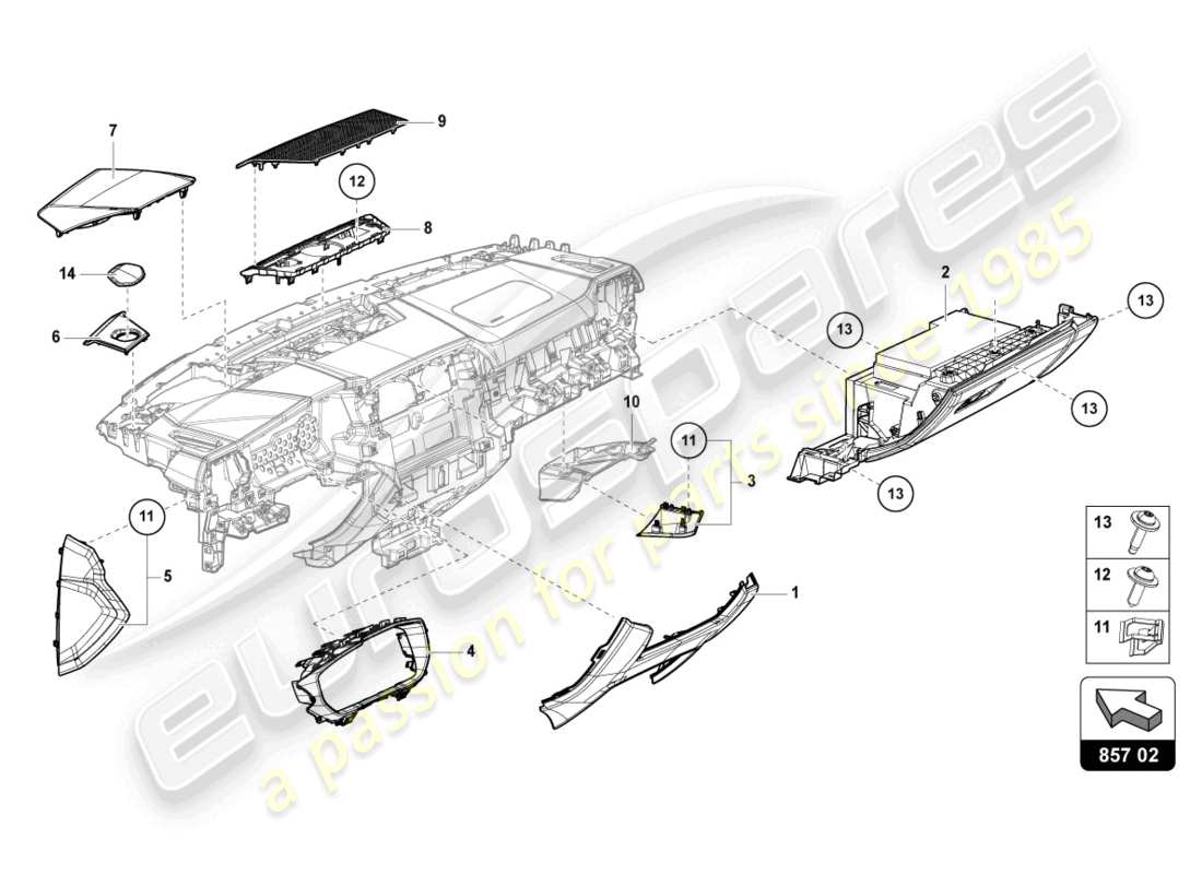 Lamborghini Urus (2019) INSTRUMENT PANEL Part Diagram