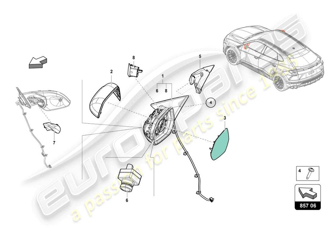 Lamborghini Urus (2019) EXTERIOR MIRROR Part Diagram