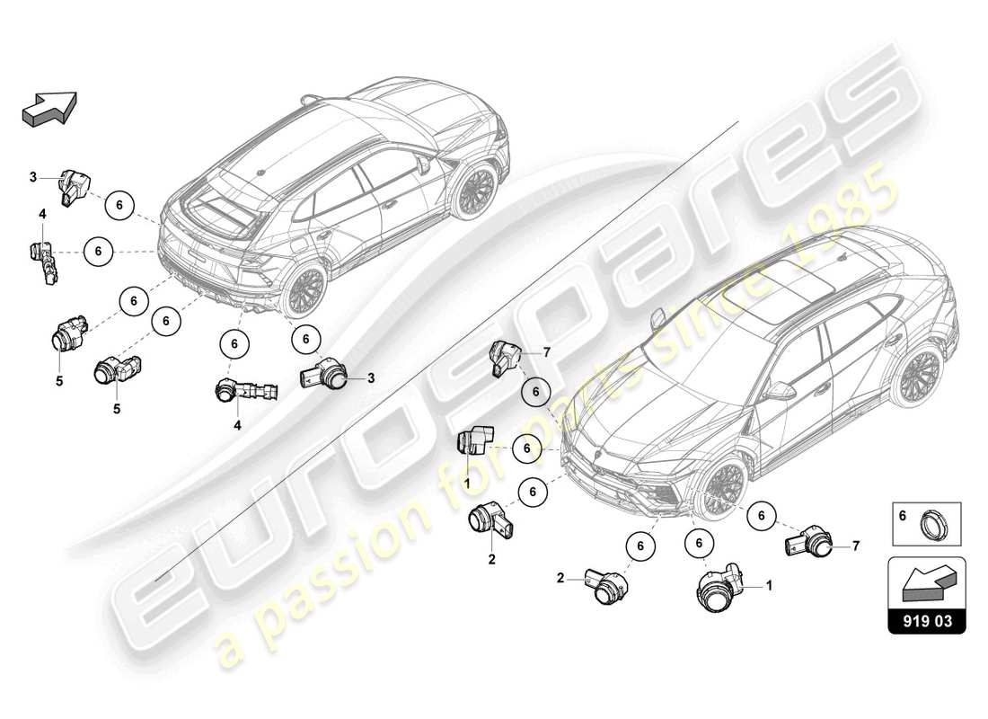 Lamborghini Urus (2019) SENSOR Part Diagram