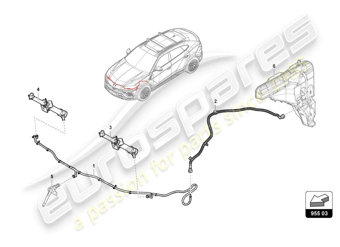 Lamborghini Urus (2019) HEADLIGHT WASHER SYSTEM Part Diagram