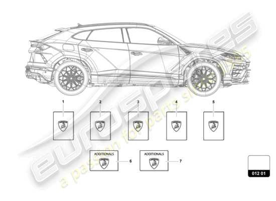 a part diagram from the Lamborghini Urus (2019) parts catalogue