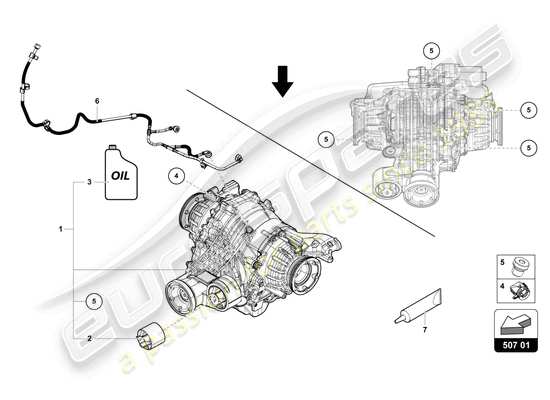 a part diagram from the Lamborghini Urus parts catalogue