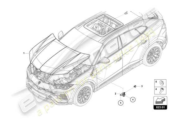 a part diagram from the Lamborghini Urus parts catalogue