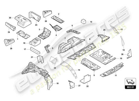 a part diagram from the Lamborghini Urus (2019) parts catalogue