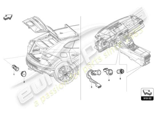 a part diagram from the Lamborghini Urus parts catalogue