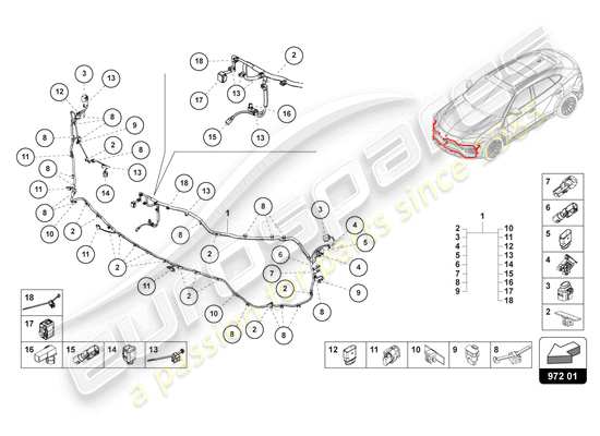 a part diagram from the Lamborghini Urus parts catalogue