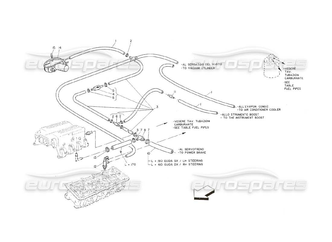Maserati Shamal Vacuum And Cooling System Part Diagram