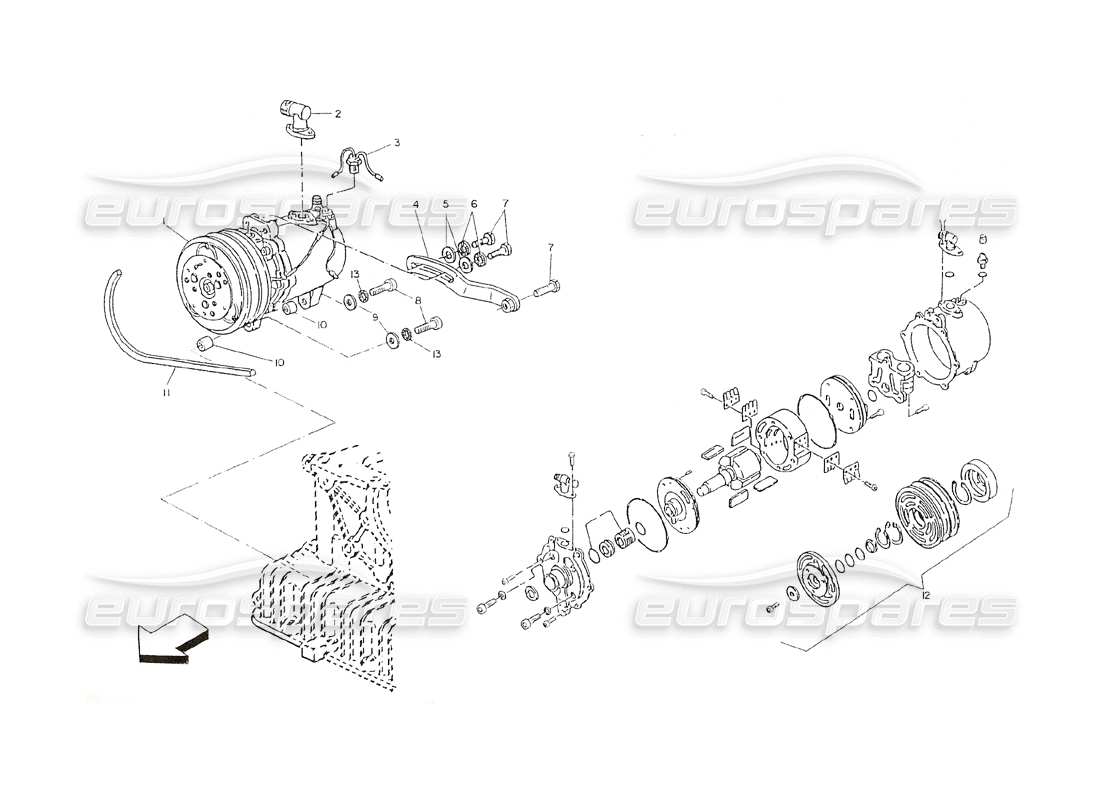 Maserati Shamal Air Compressor And Support Part Diagram