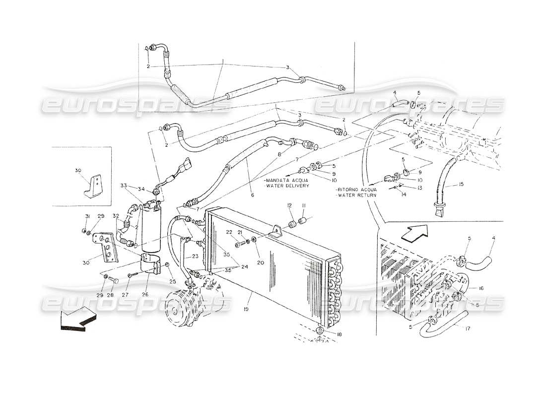 Maserati Shamal Air Conditioner System (LH Steering) Part Diagram