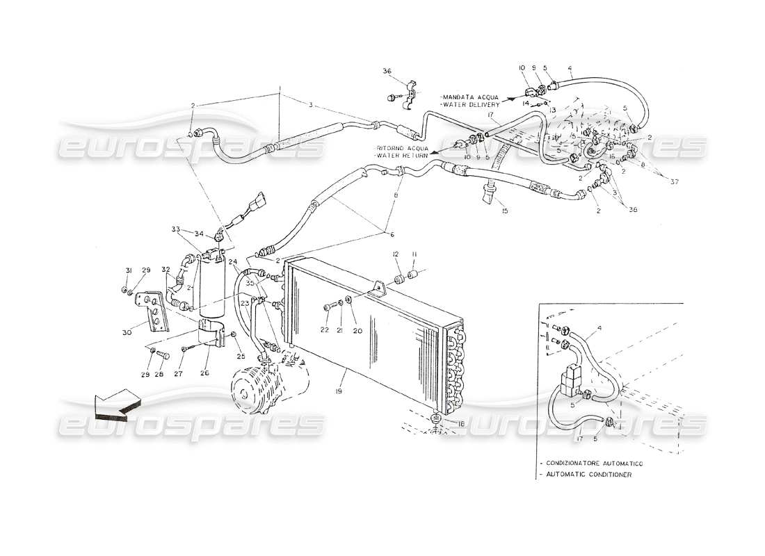 Maserati Shamal Air Conditioner System (RH Steering) Part Diagram