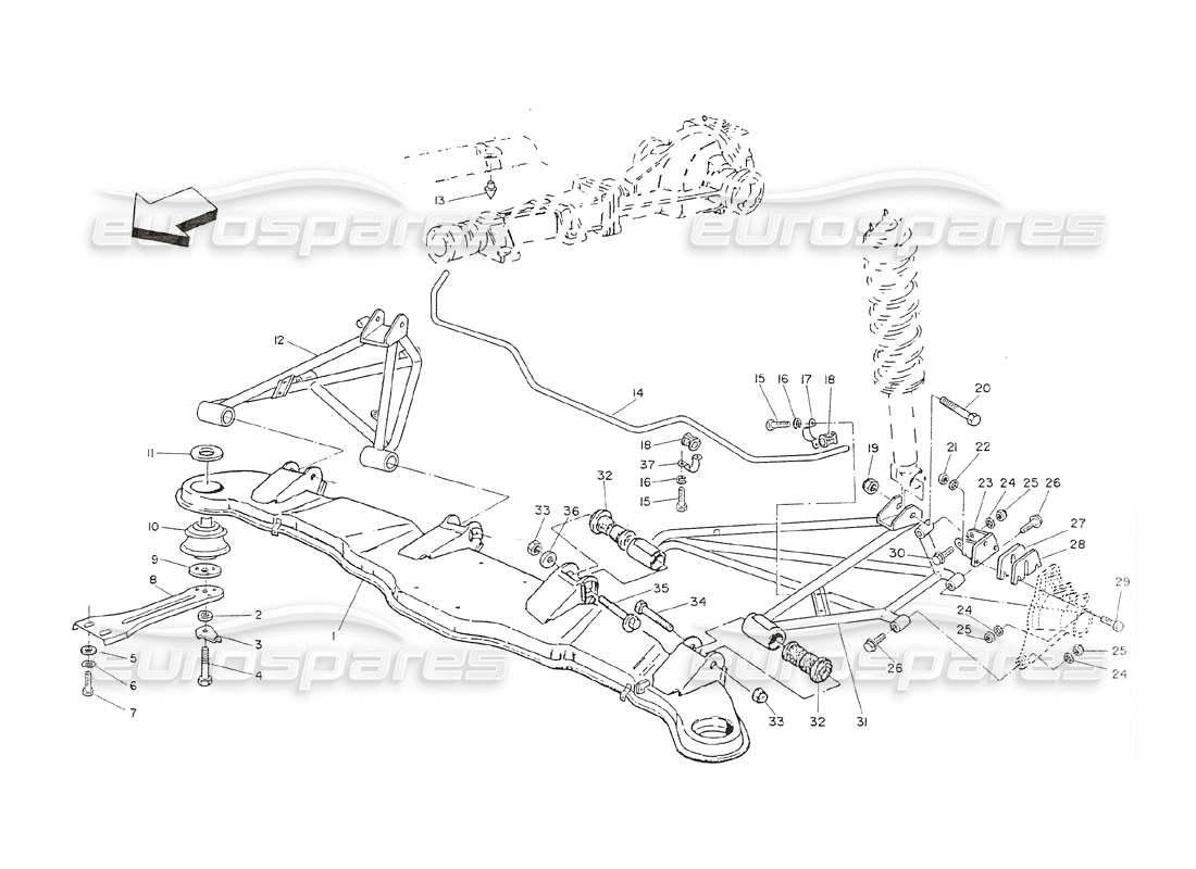Maserati Shamal Rear Suspension Part Diagram