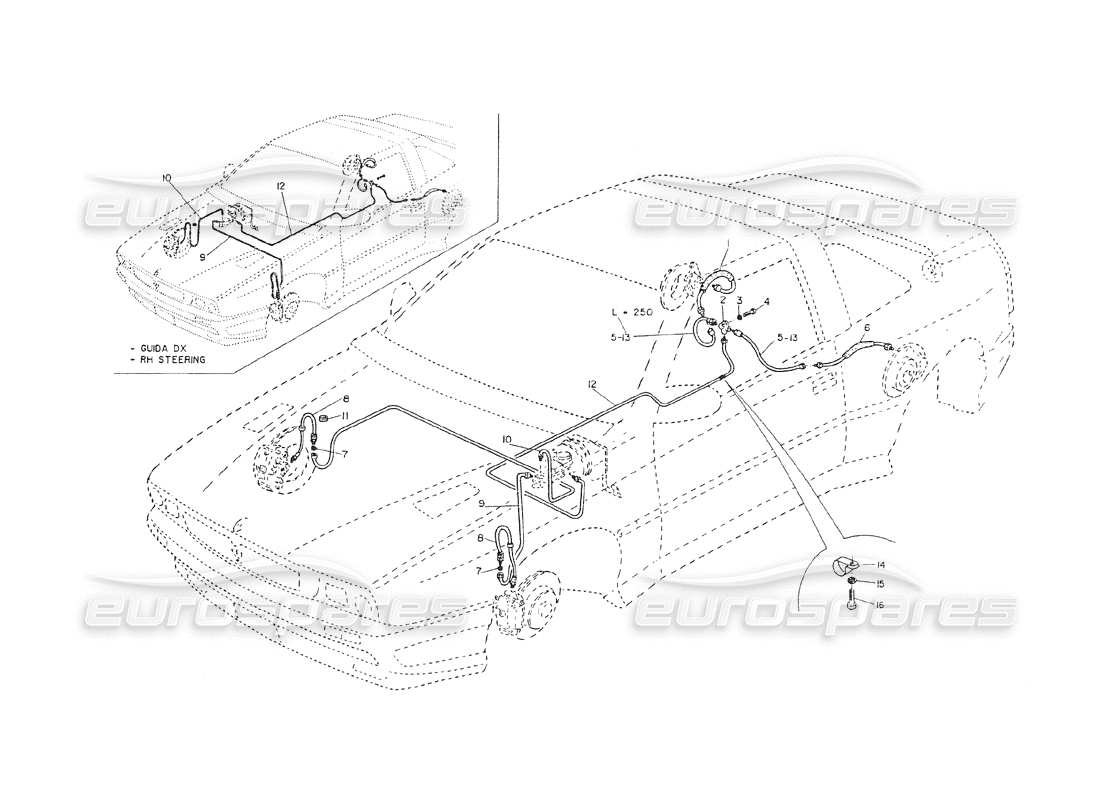 Maserati Shamal Power Brake Piping Part Diagram