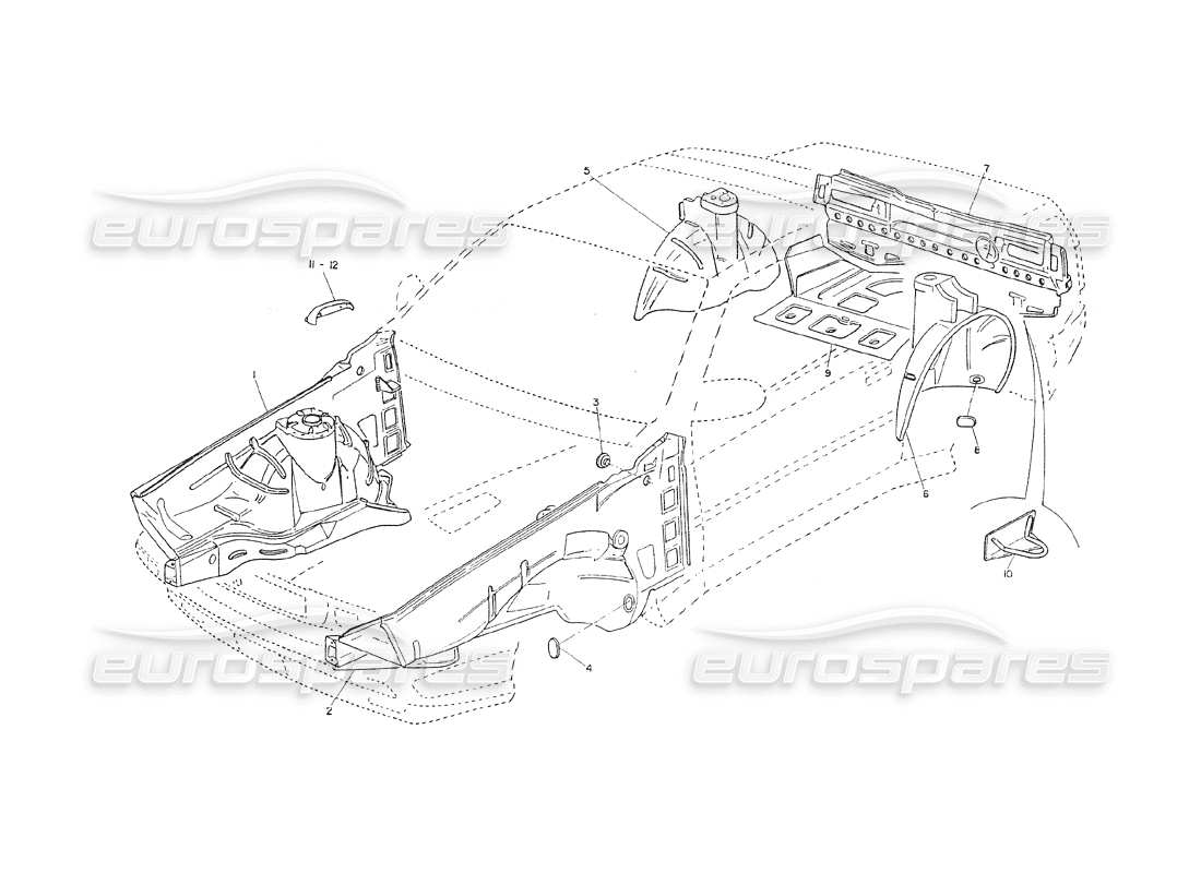 Maserati Shamal Bodywork - Internal Frame Part Diagram