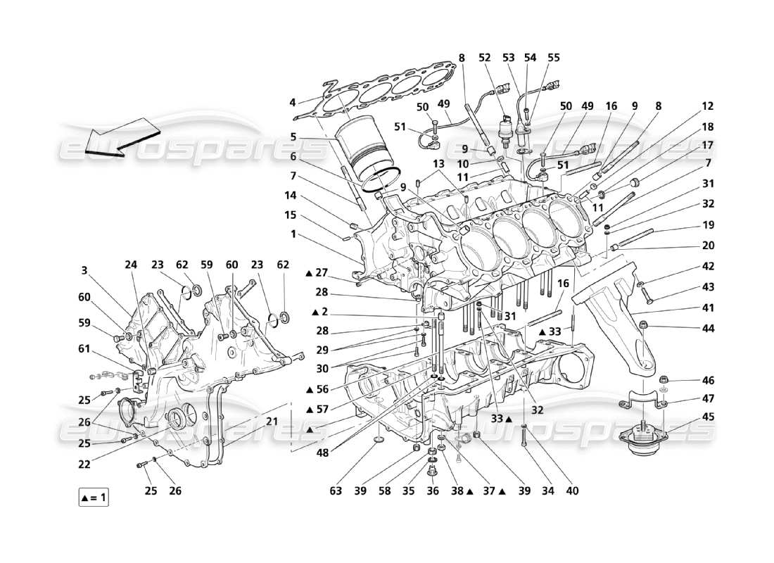 Maserati QTP. (2003) 4.2 crankcase Parts Diagram