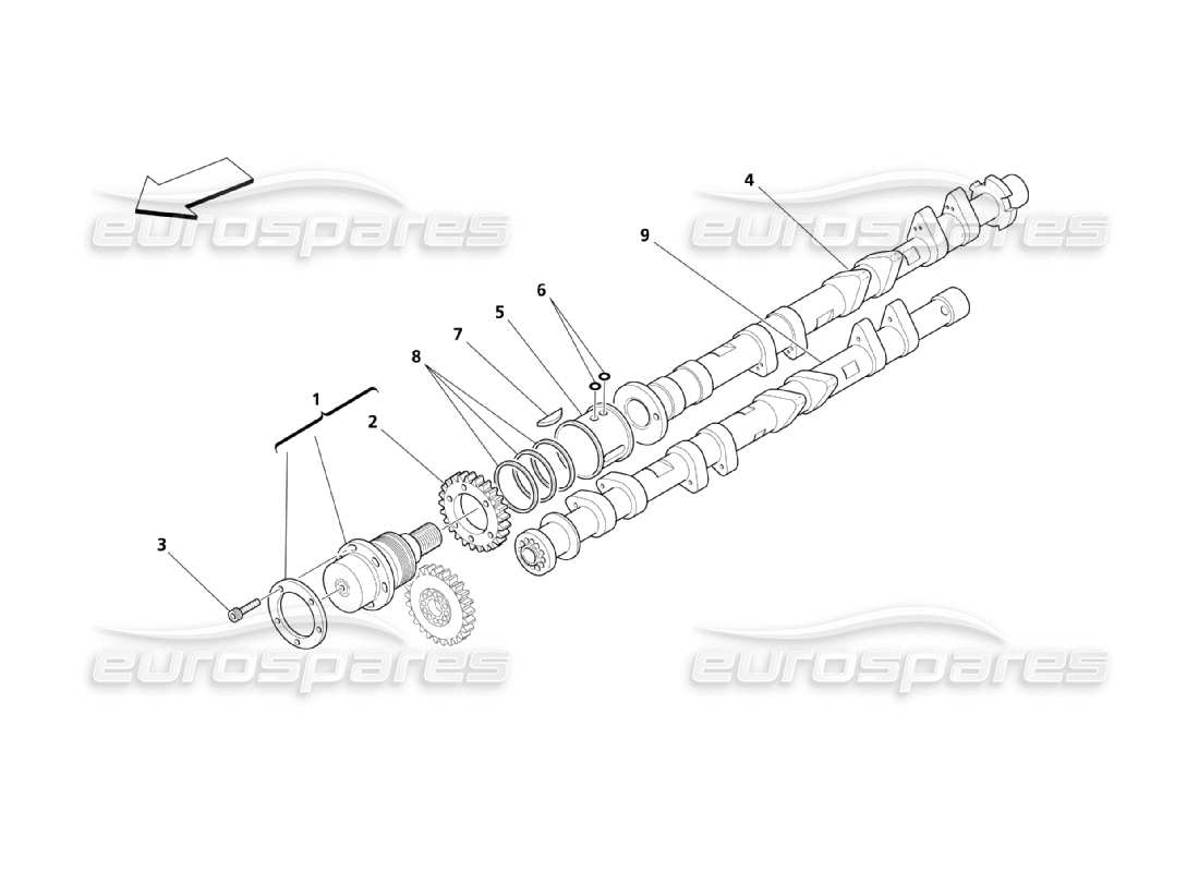 Maserati QTP. (2003) 4.2 Camshafts For RH Cylinder Head Parts Diagram