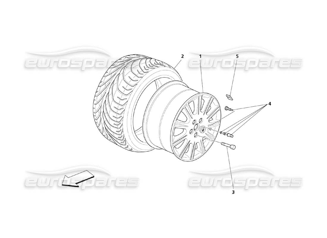 Maserati QTP. (2003) 4.2 Wheel Rim And Tyre Parts Diagram