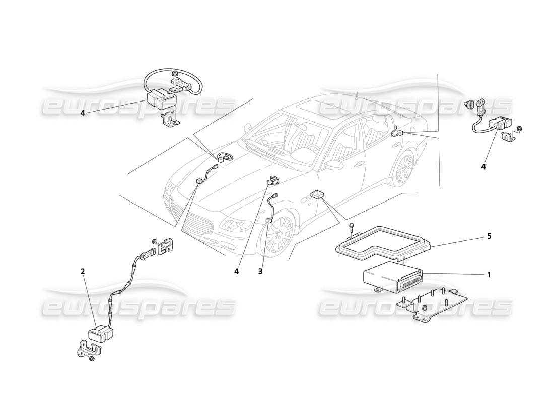 Maserati QTP. (2003) 4.2 Electronic Controls (Suspensions) Part Diagram