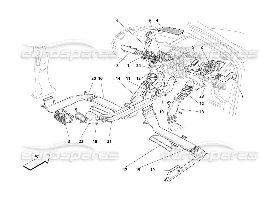 Maserati QTP. (2003) 4.2 A.C. Group: Diffusion Part Diagram