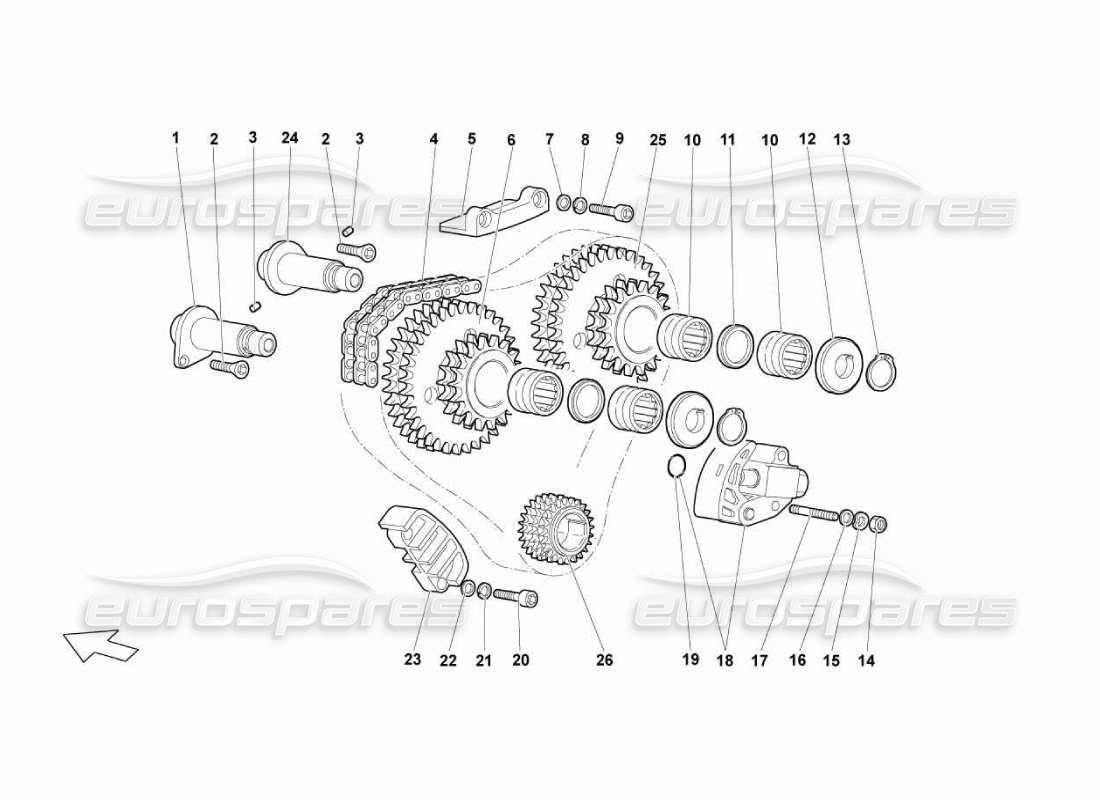 Lamborghini Murcielago LP670 head timing system Parts Diagram