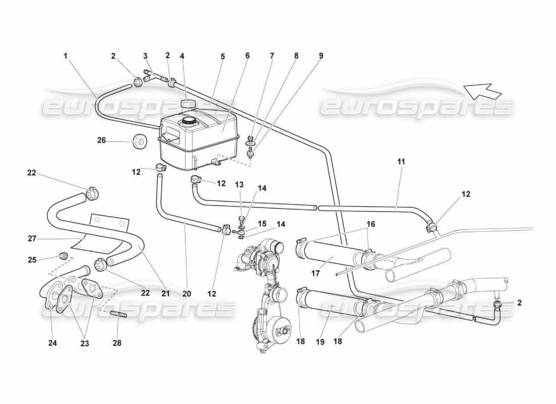 Lamborghini Murcielago LP670 Water Cooling System Part Diagram