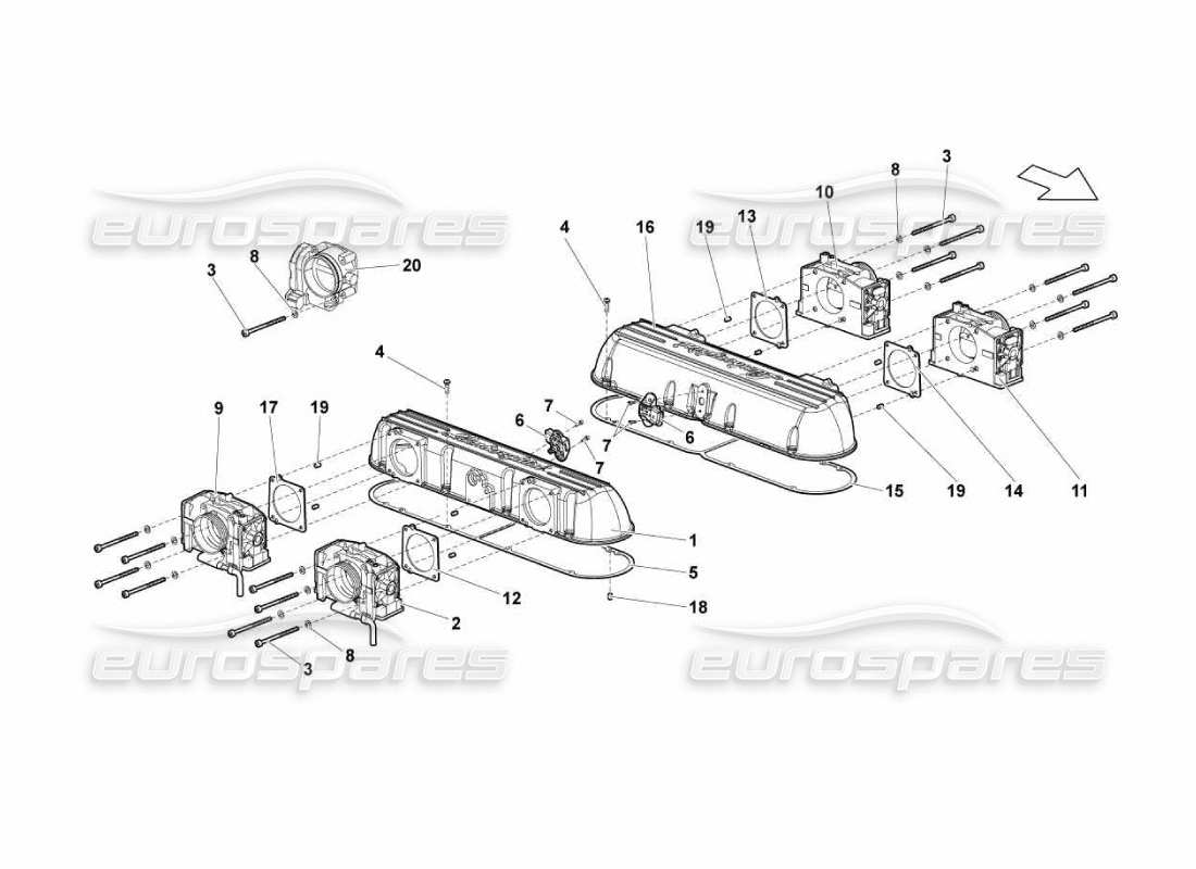 Lamborghini Murcielago LP670 INTAKE MANIFOLD Parts Diagram