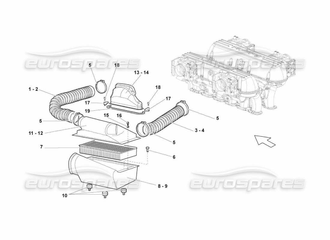 Lamborghini Murcielago LP670 AIR FILTER BOX Parts Diagram