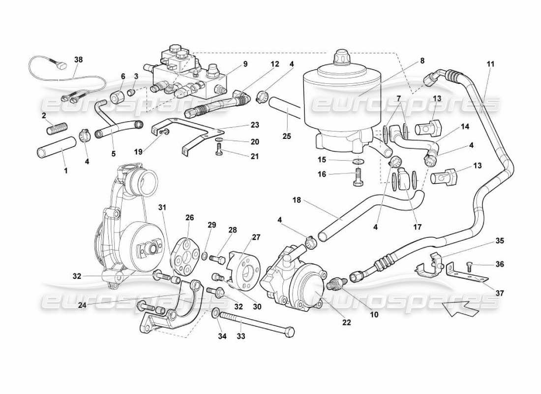 Lamborghini Murcielago LP670 POWER STEERING Part Diagram