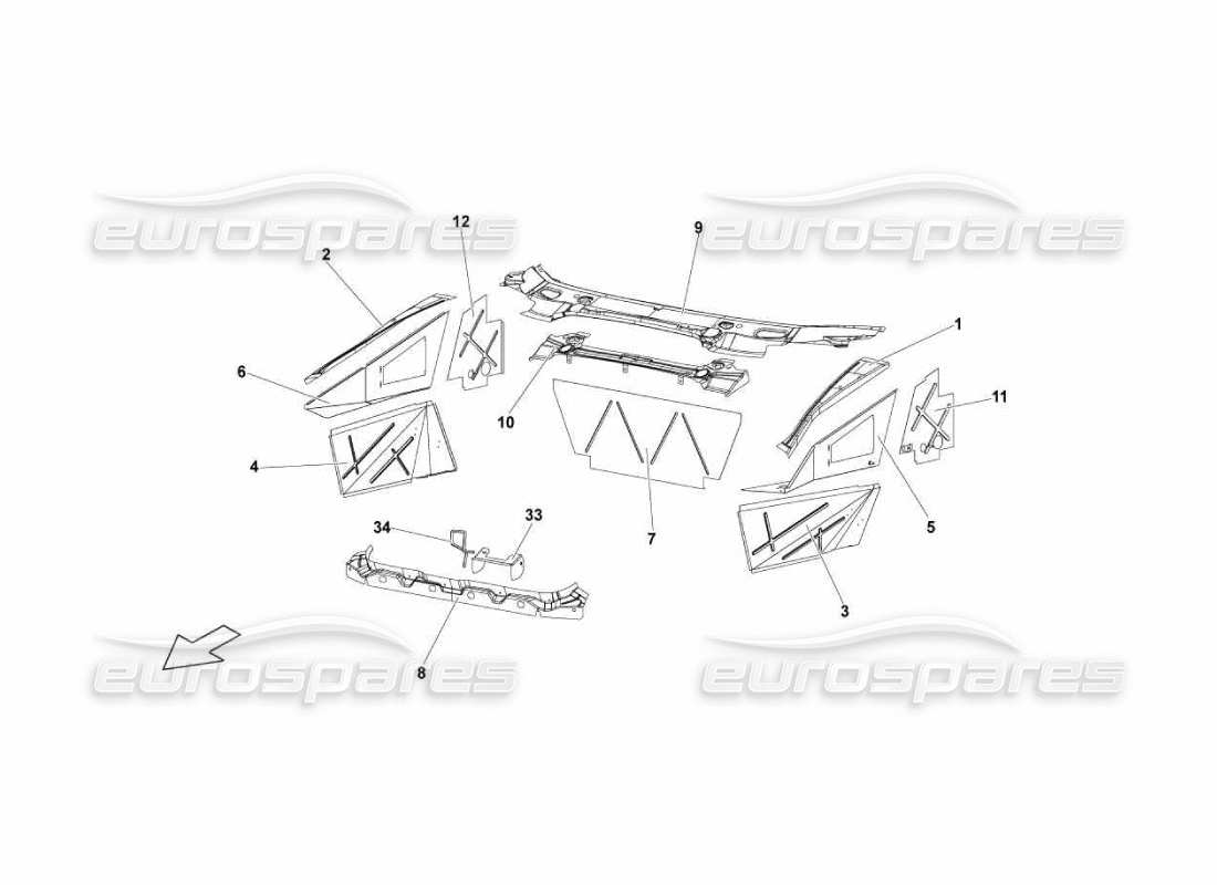 Lamborghini Murcielago LP670 Frame Elements Part Diagram