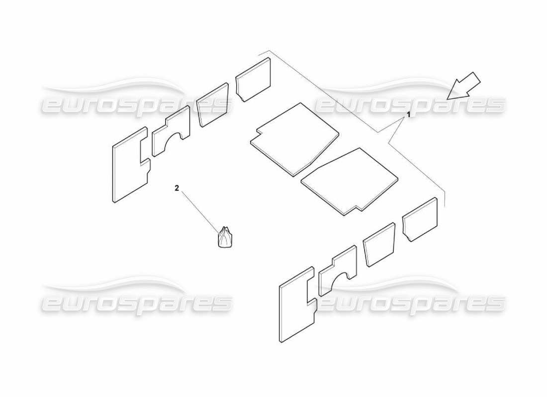 Lamborghini Murcielago LP670 Cockpit Carpets Parts Diagram