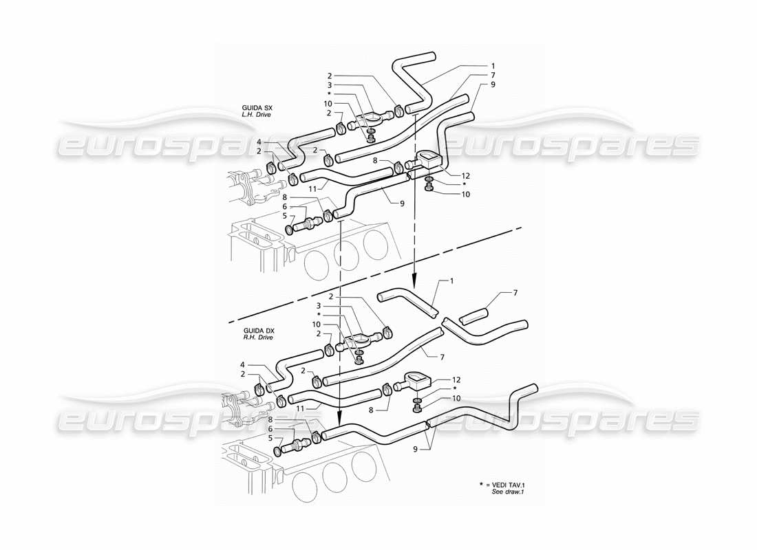 Maserati Ghibli 2.8 GT (Variante) turbo cooling pipes Parts Diagram
