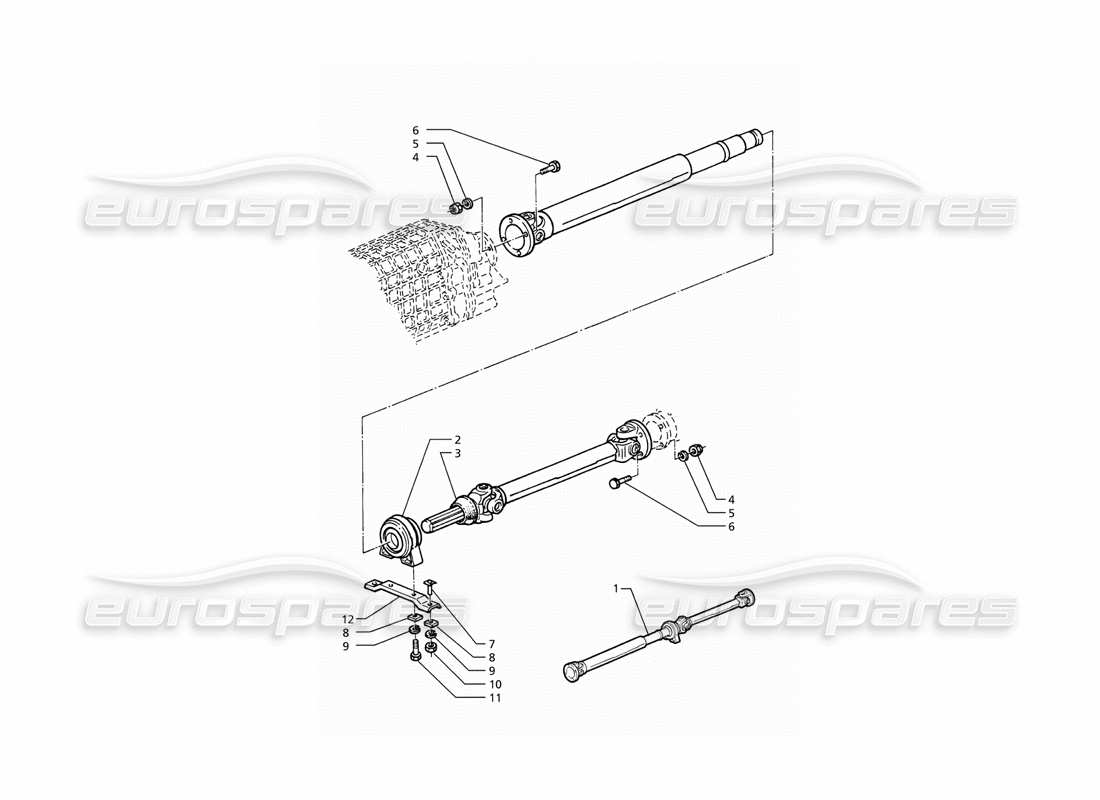 Maserati Ghibli 2.8 GT (Variante) Propeller Shaft and Carrier Part Diagram