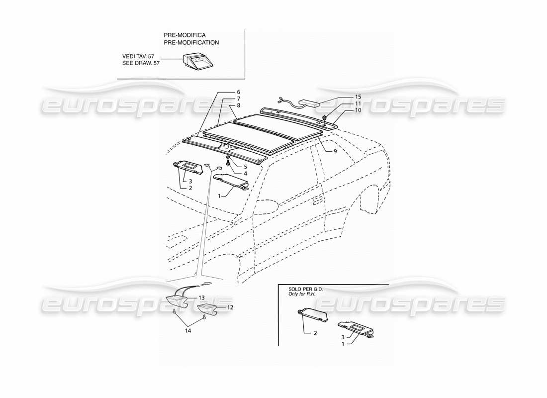 Maserati Ghibli 2.8 GT (Variante) Inner Trims: Roof Parts Diagram
