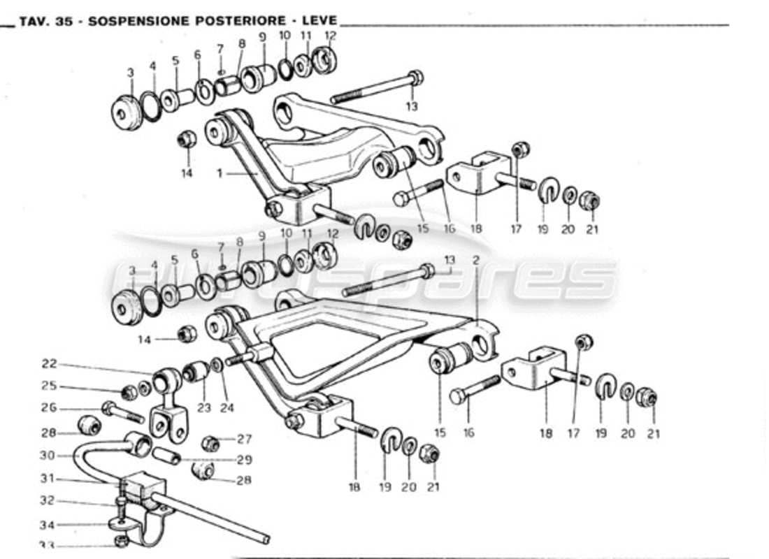 Ferrari 246 GT Series 1 Rear Suspension - Wishbones Part Diagram