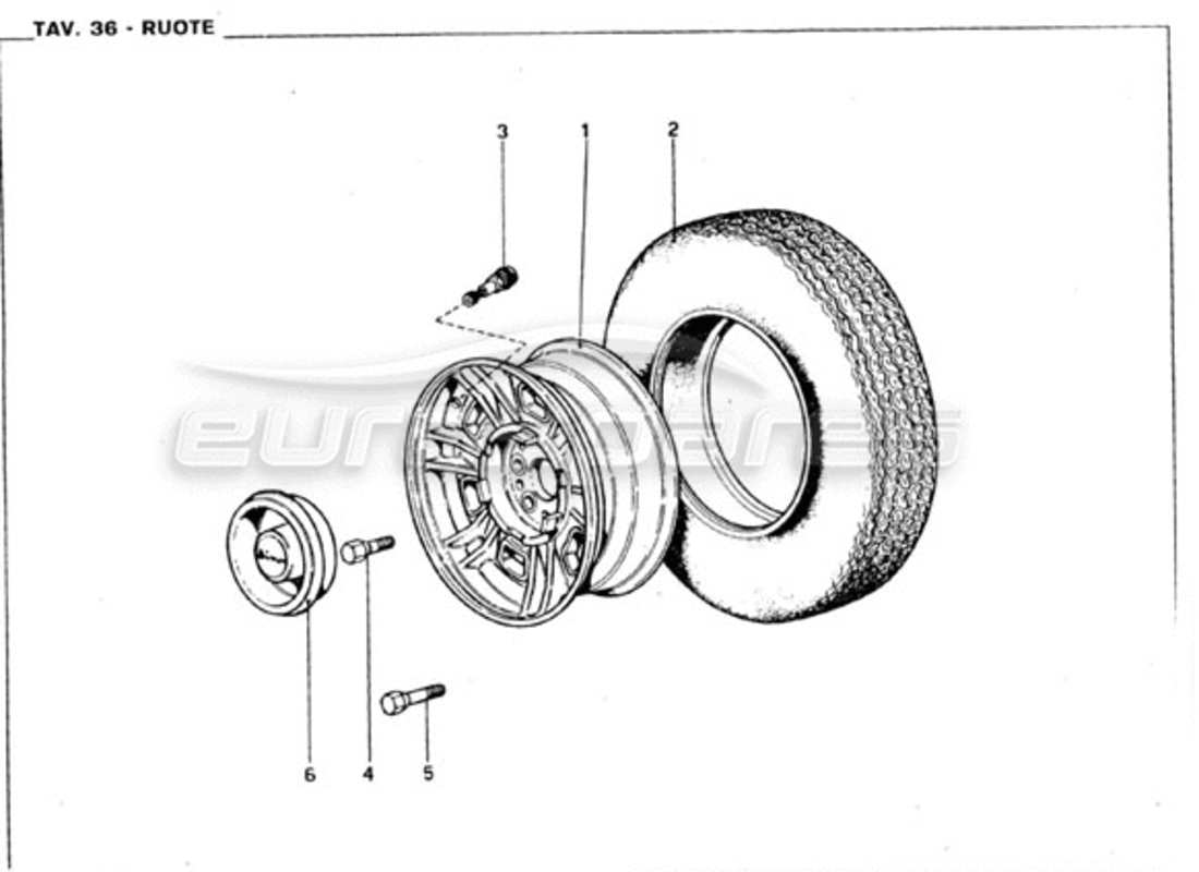 Ferrari 246 GT Series 1 Wheels Parts Diagram