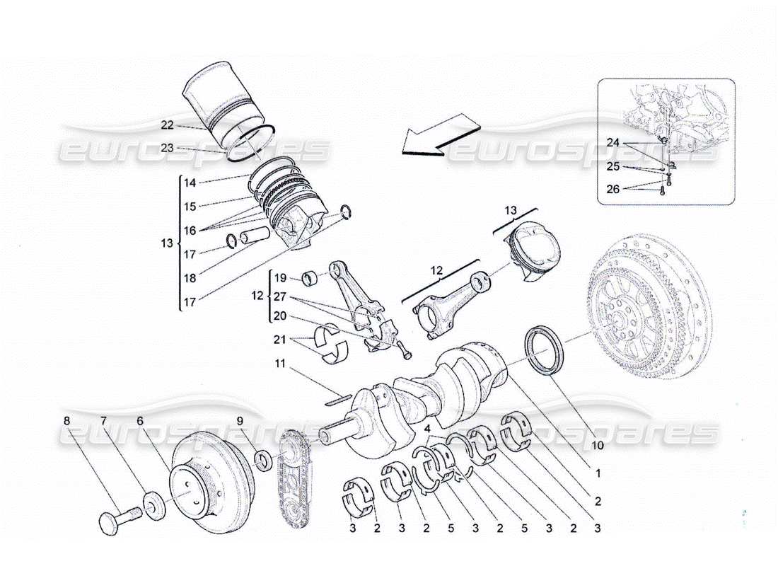 Maserati QTP. (2010) 4.2 crank mechanism Part Diagram