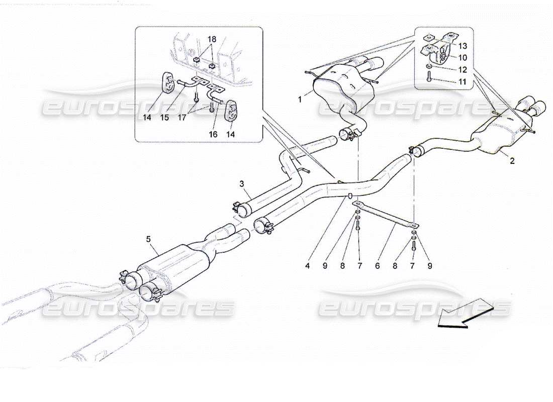 Maserati QTP. (2010) 4.2 silencers Parts Diagram