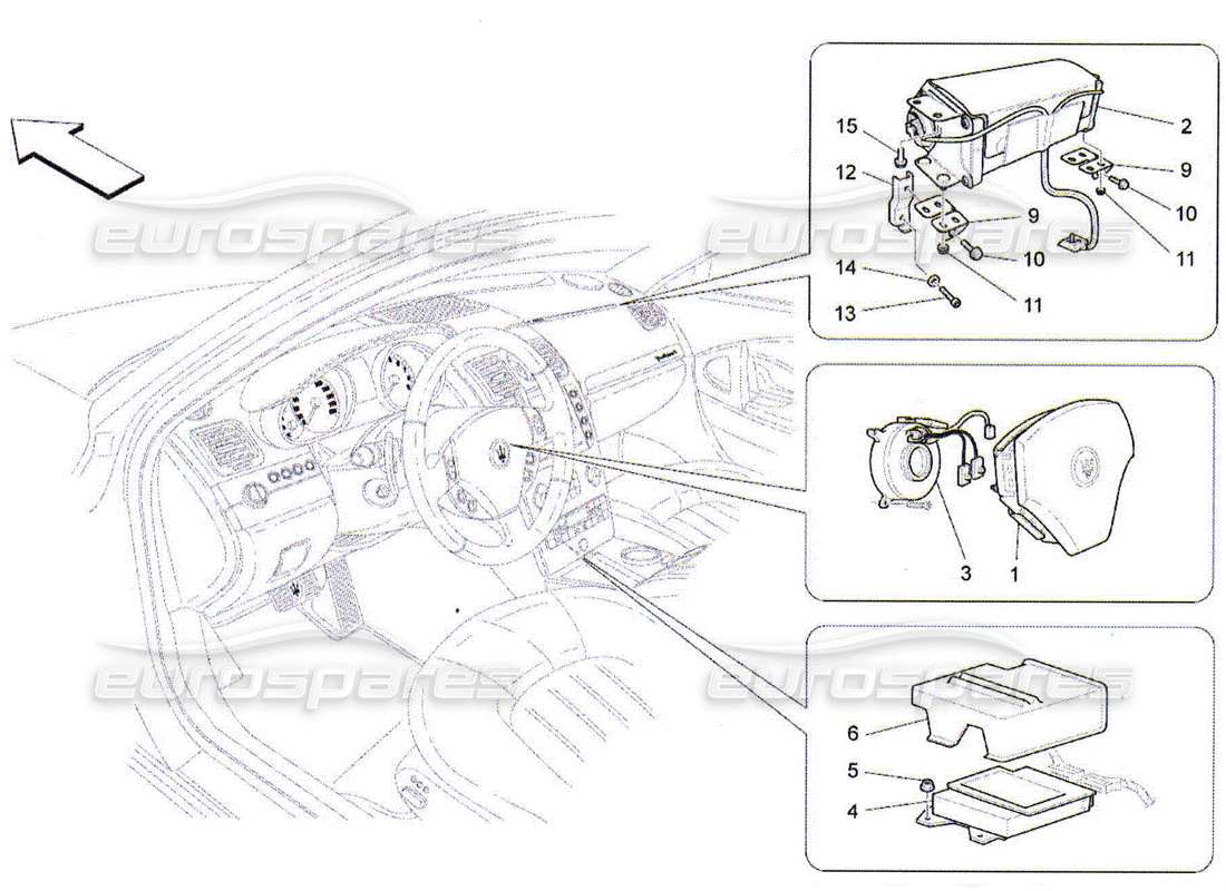 Maserati QTP. (2010) 4.2 front airbag system Parts Diagram