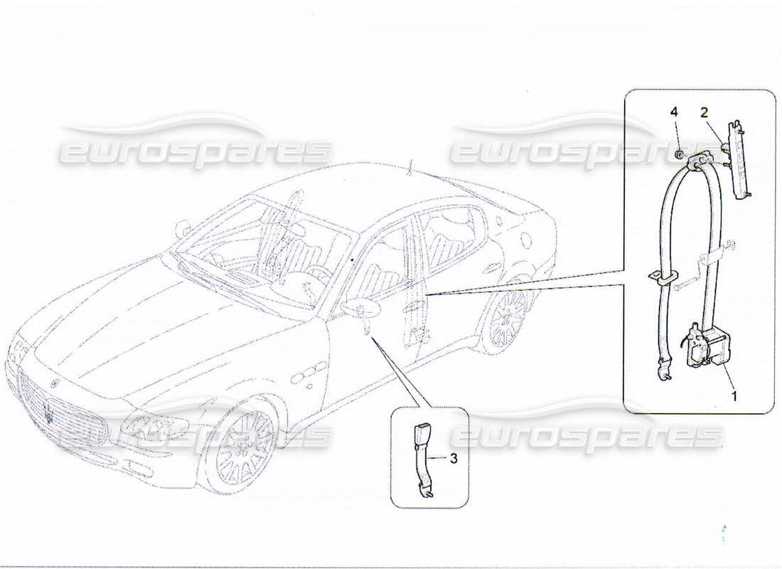 Maserati QTP. (2010) 4.2 FRONT SEATBELTS Parts Diagram