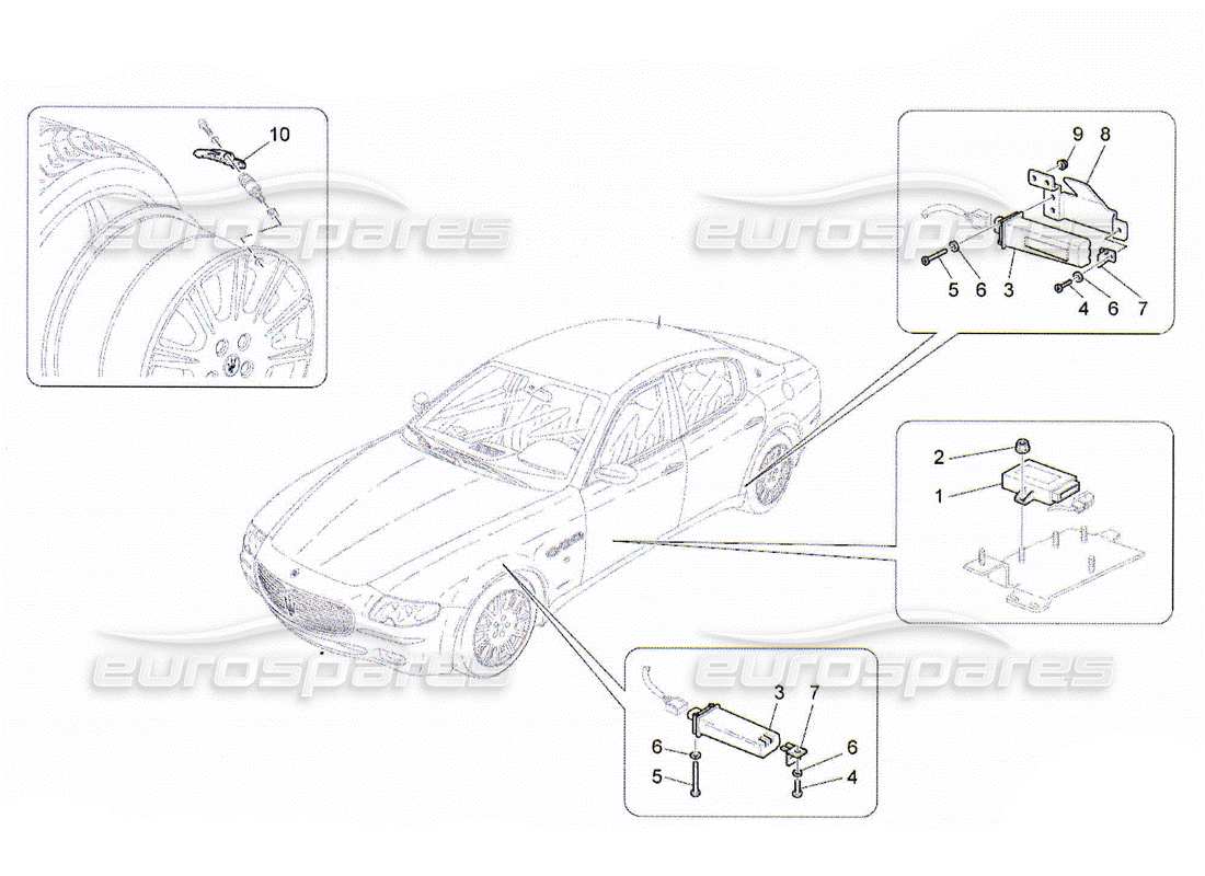 Maserati QTP. (2010) 4.2 TYRE PRESSURE MONITORING SYSTEM Parts Diagram