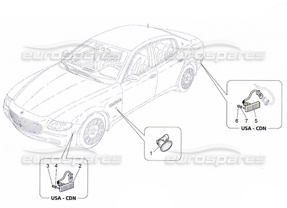 Maserati QTP. (2010) 4.2 Side Light Clusters Part Diagram