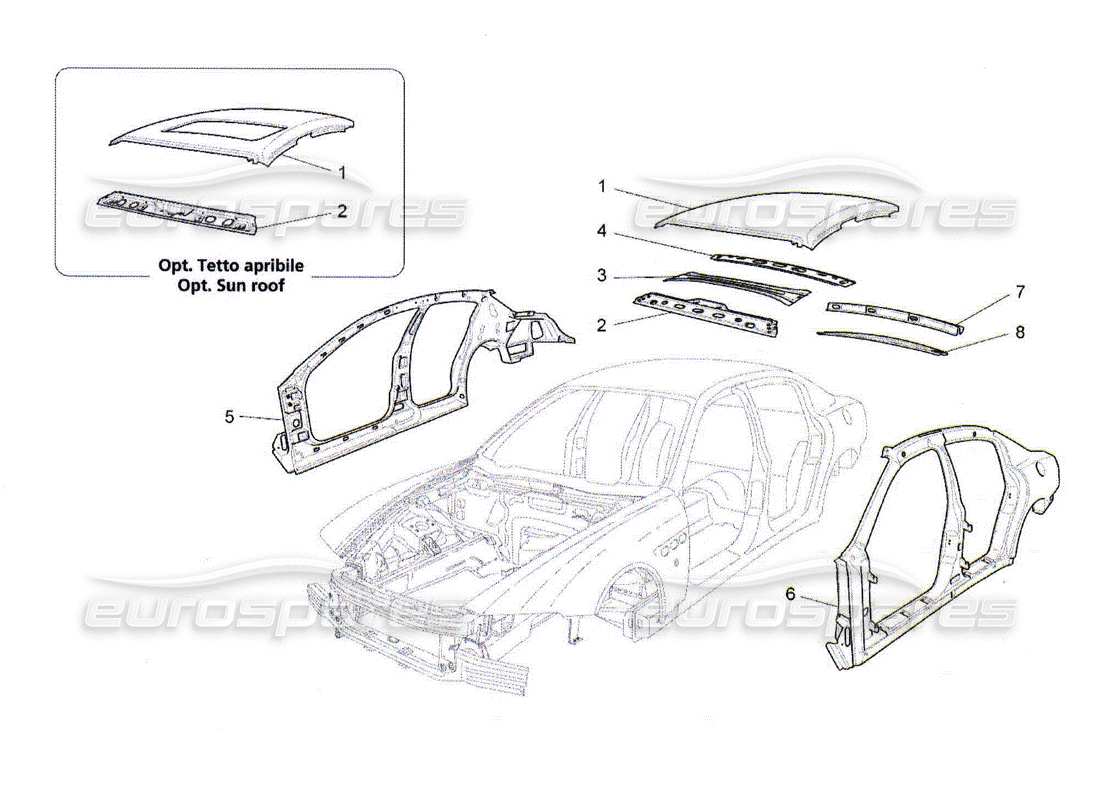 Maserati QTP. (2010) 4.2 BODYWORK AND CENTRAL OUTER TRIM PANELS Parts Diagram